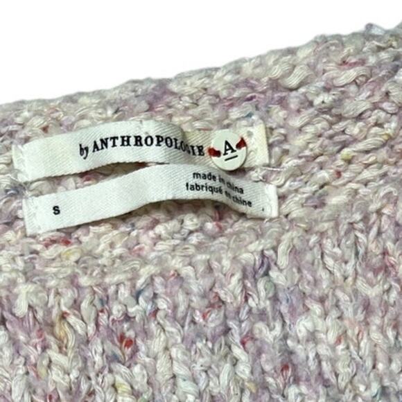 Anthropologie Sweater Small Pink Marled Knit Boxy Drop Shoulder Pullover - Picture 6 of 11